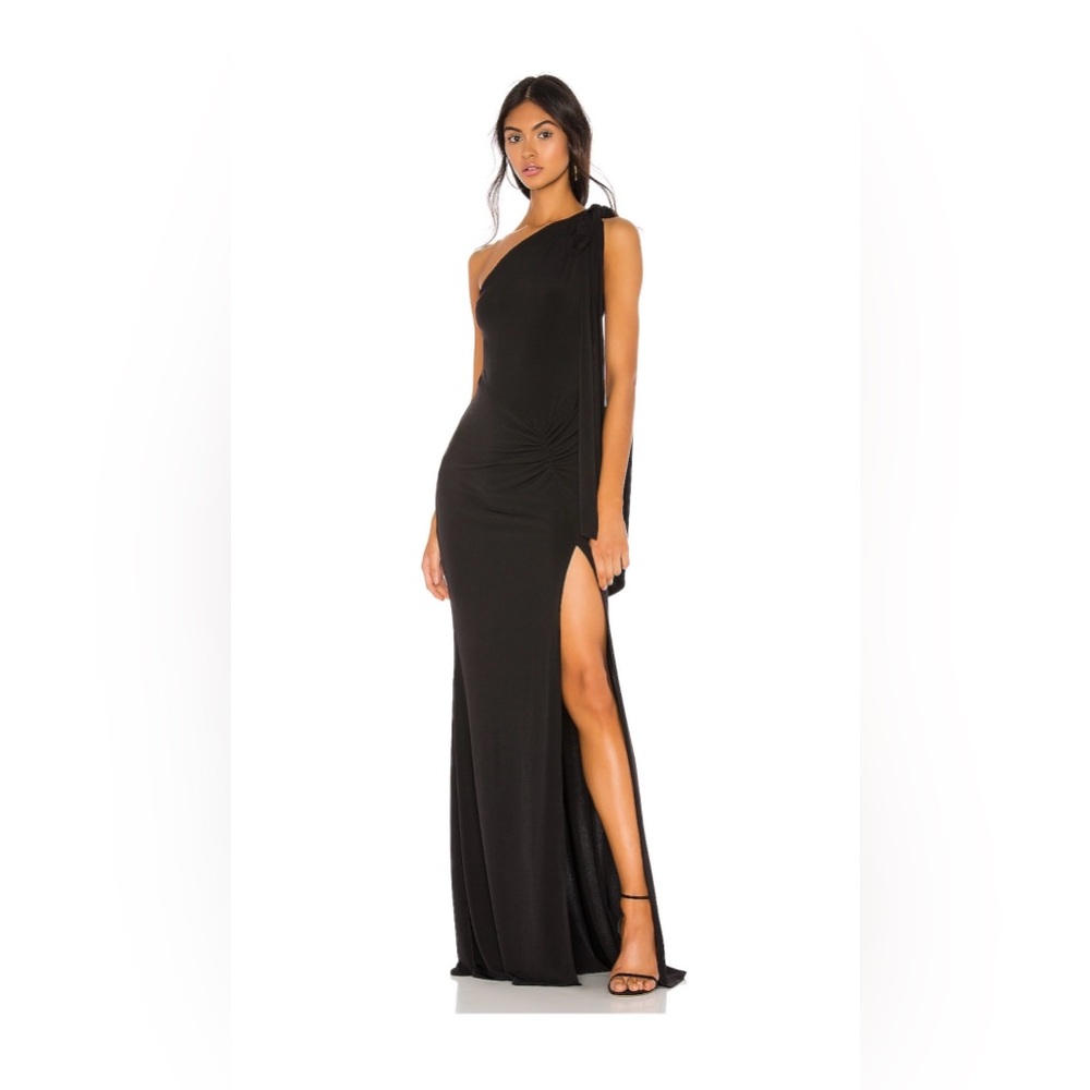 KATIE MAY Attention Seeker One-Shoulder Gown, Size Small, Black, Worn once